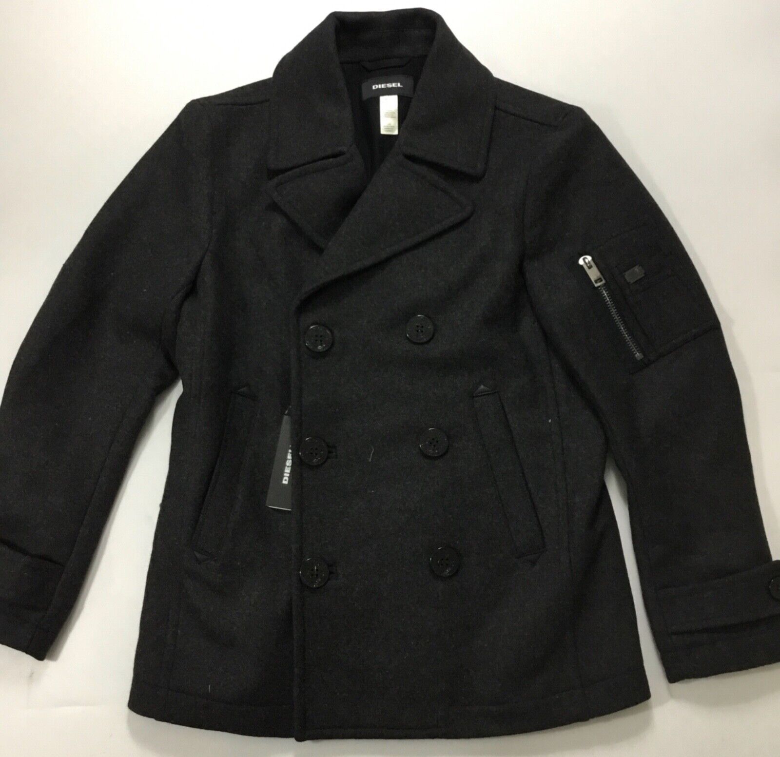 Diesel Men W-Samico Button Up Wool Peacoat Jacket $448 Grey Diesel Men W-Samico Button Up Wool Peacoat Jacket $448 Grey