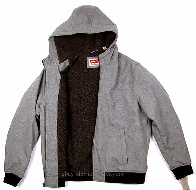 

Куртка-бомбер Levis нового размера  GRAY Knit Hood / Sherpa Lined MSRP $ 180,00, Серый