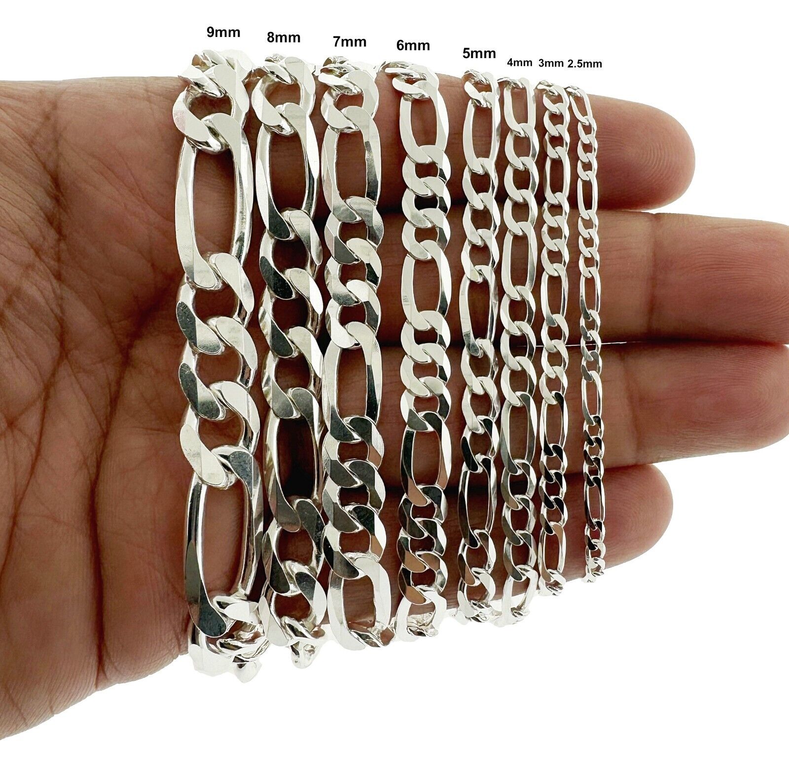 Real 925 SOLID Sterling Silver FIGARO LINK Chain Bracelet Real 925 SOLID Sterling Silver FIGARO LINK Chain Bracelet