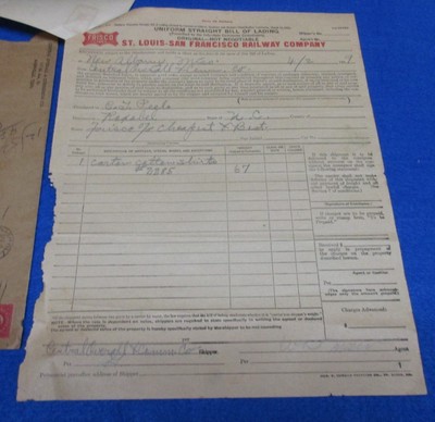 1929 Central Overall & Commission Co. Red Kap  Nashville TN Invoice Bill Lading
