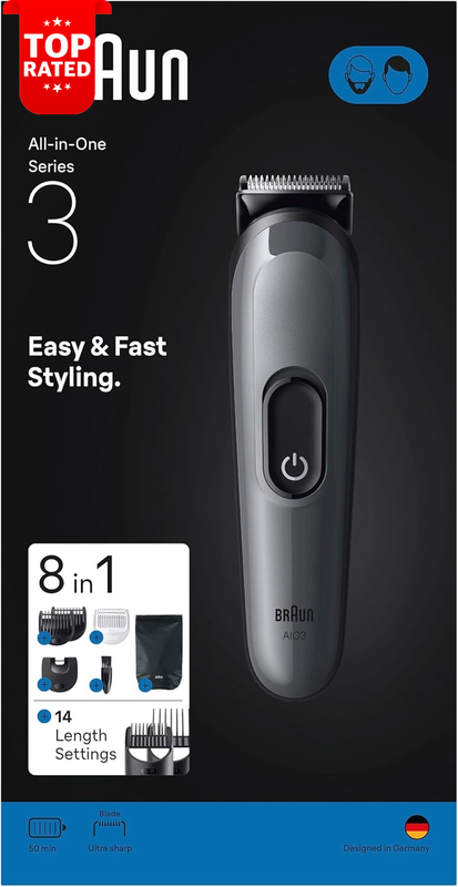 AIO3540 All In One Beard Trimmer 8 in 1 Grooming Kit Personal Care Tool