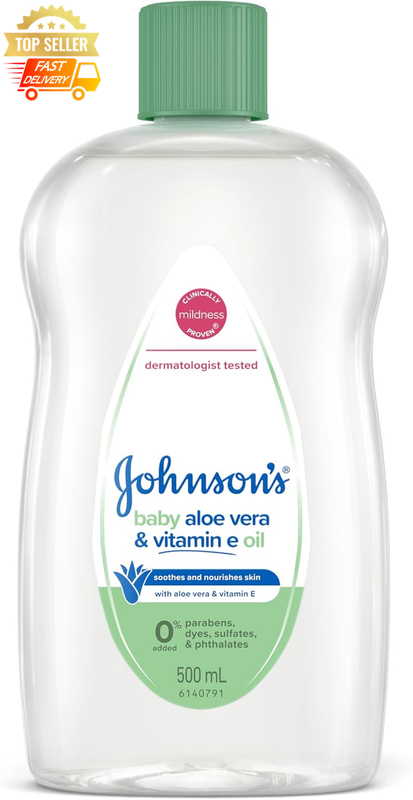 Aloe Vera Baby Oil 500ml - Vitamin E Massage Oil, Soothing Moisturizer