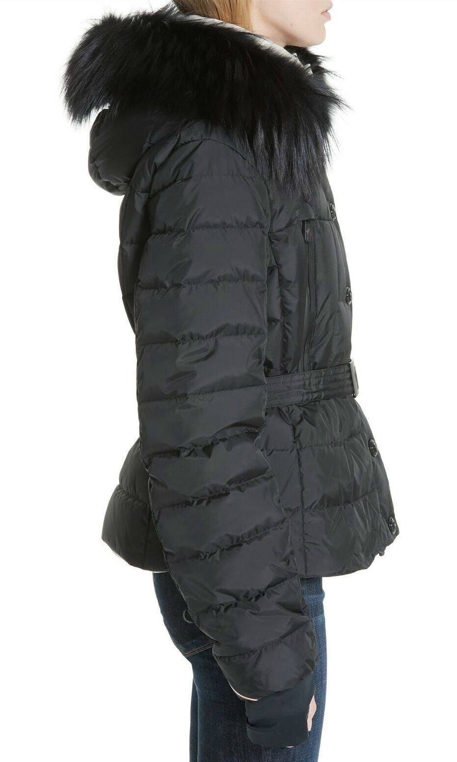 Pre-owned Moncler Grenoble Beverley 2tone Ski Jacket Down Puffer Belt Fox Fur Hood 1 S In Black