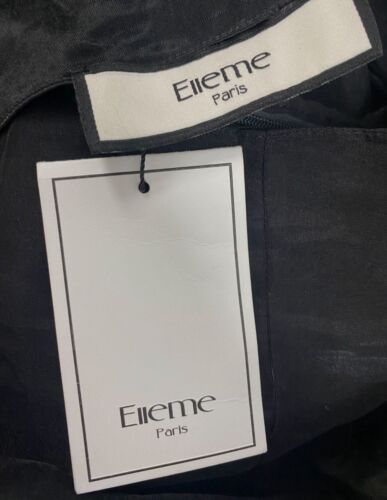 Pre-owned Elleme Paris $750  Women's Black Silk Lined Mock Neck Ruched Midi Dress Size 34