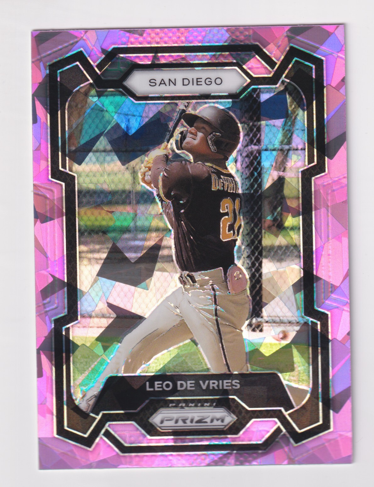 2024 Panini Prizm PINK ICE PRIZM REFRACTOR 64 LEO DE VRIES