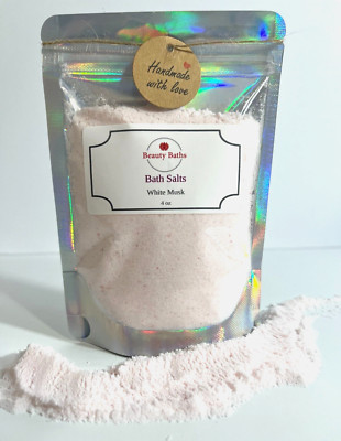 White Musk Bath Salts Epsom Salt bath soak gift for her therapeutic body soak