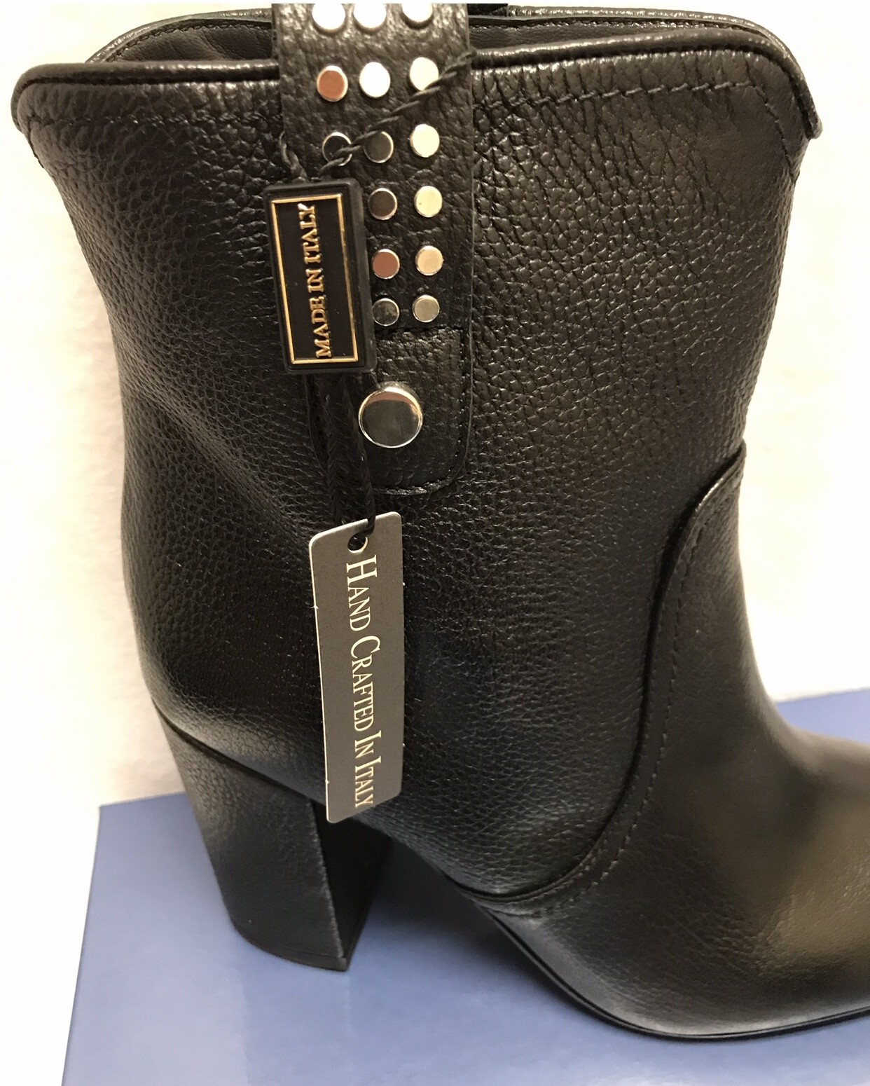 Pre-owned Napoleoni Italian Women's Sz 9,10,11 Foulard Calf Black Leather Boots