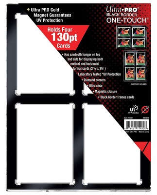 Магнитный УФ-держатель с черной каймой для 4-х карточек емкостью 130PT НА магнитной основе В ОДНО КАСАНИЕ
