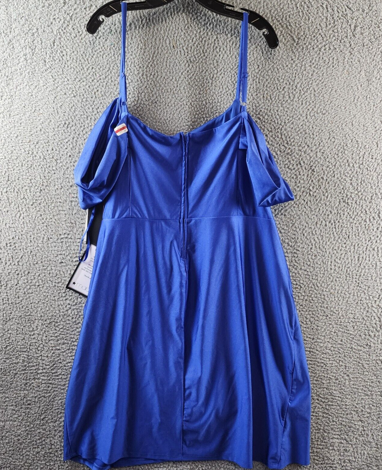 City Studio Trendy Plus Size Cold-Shoulder Satin Bodycon Dress 22W Bright Royal~ - Picture 11 of 13