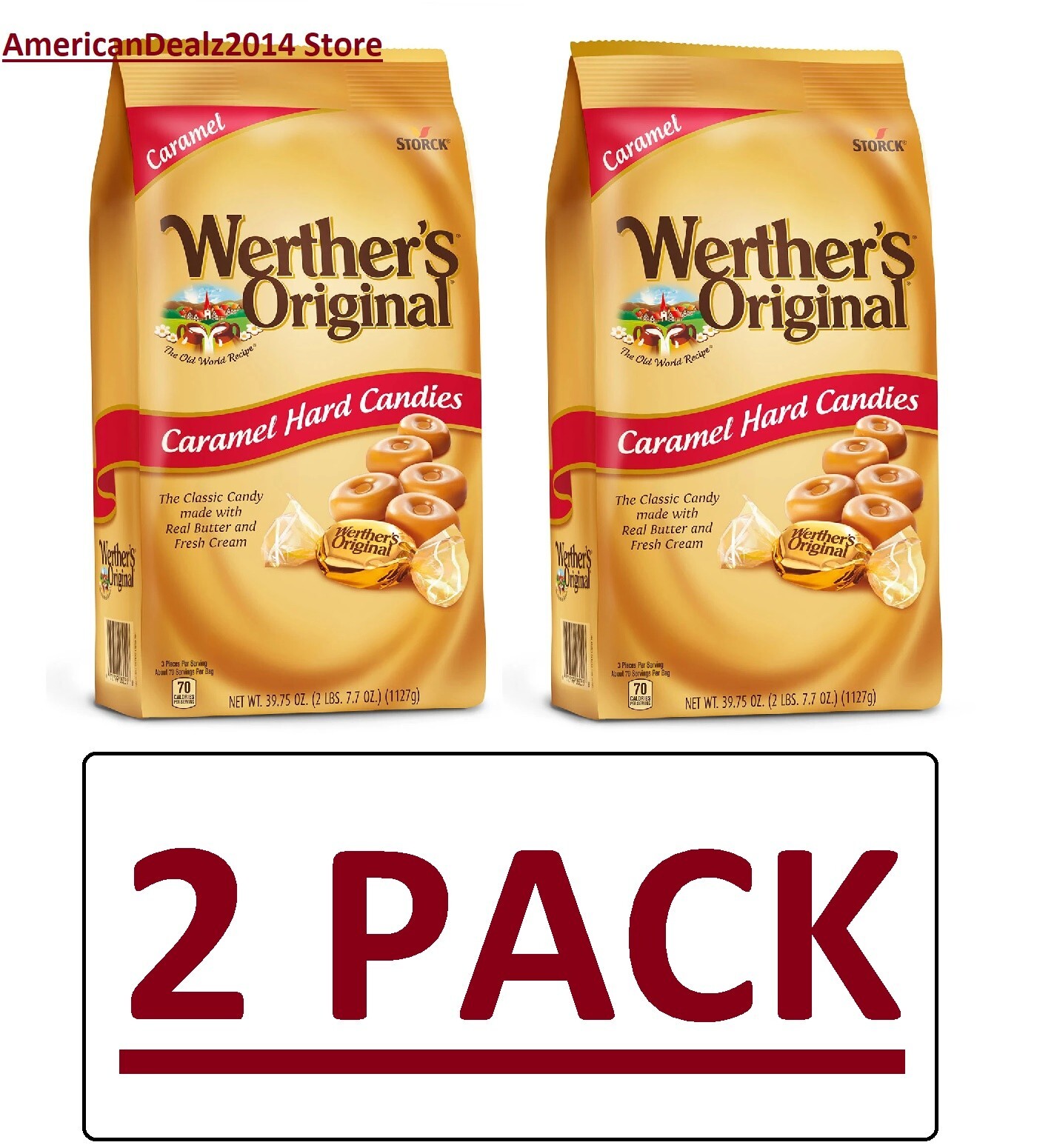 2 PACK- Werther's Original Hard Caramel Candies (39.75 oz) 2.48 Lb Total 79.5 oz
