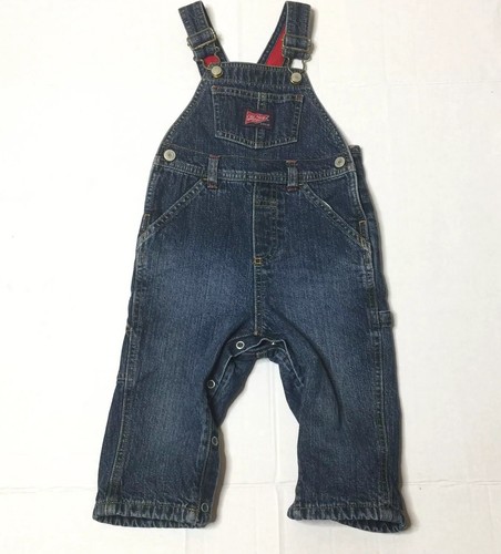 Old Navy Baby Red Fleece Lined Denim Overalls Unisex Size 12-18 Months