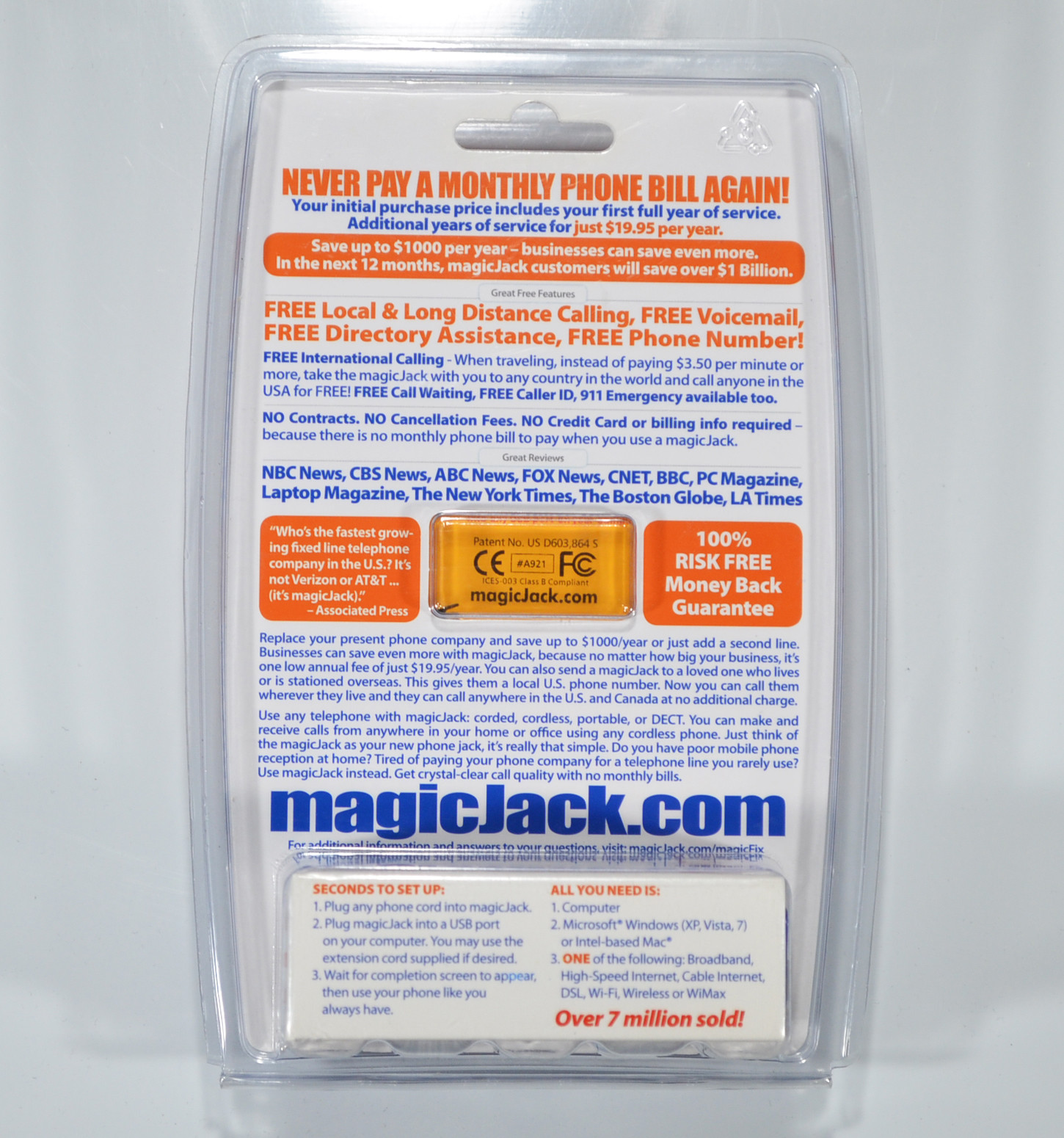 Original MAGIC JACK USB PC to Phone Jack VOIP - BRAND NEW ~ Factory Sealed!