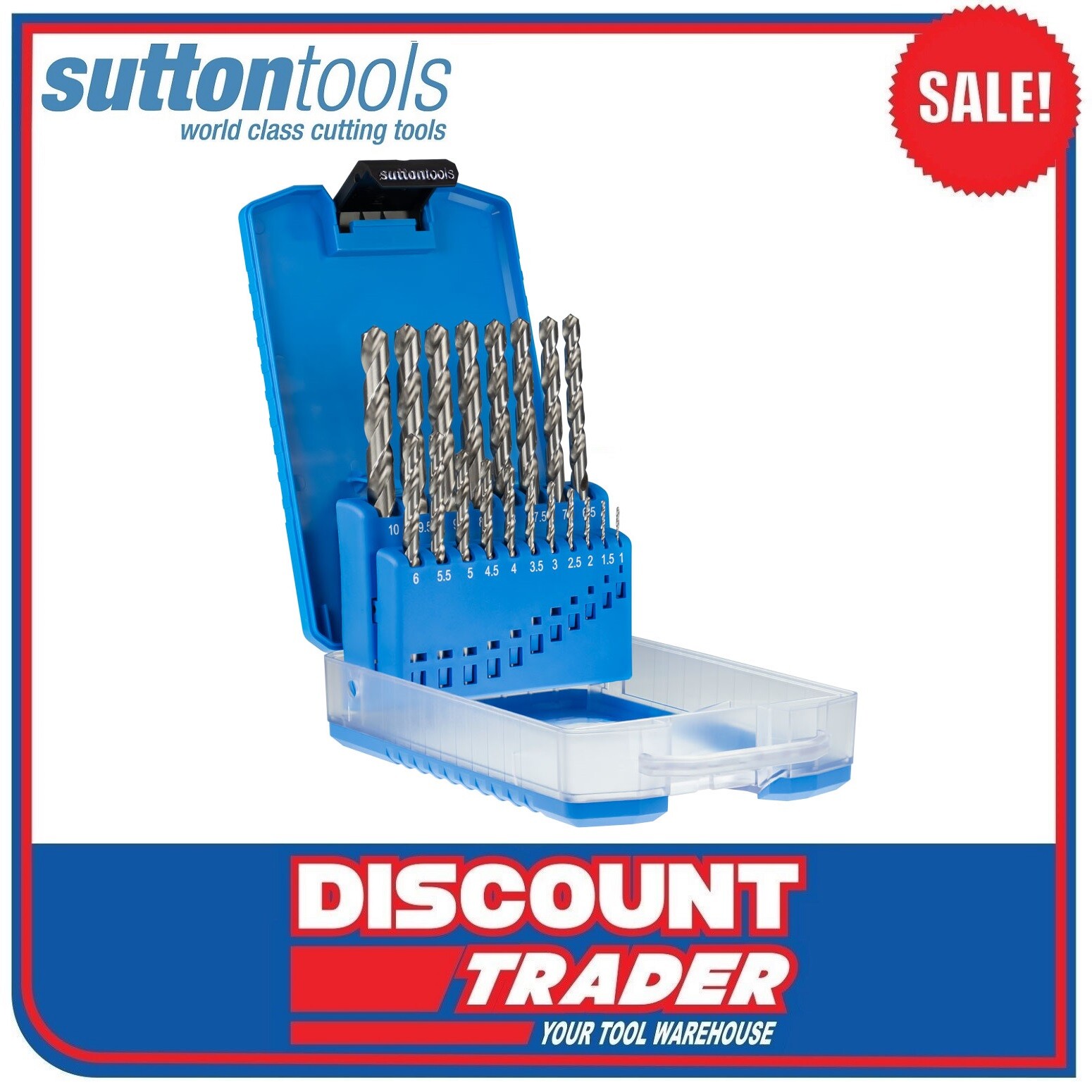 Sutton Tools Jobber Drill Set Silver Bullet 19 Piece Metric Bright