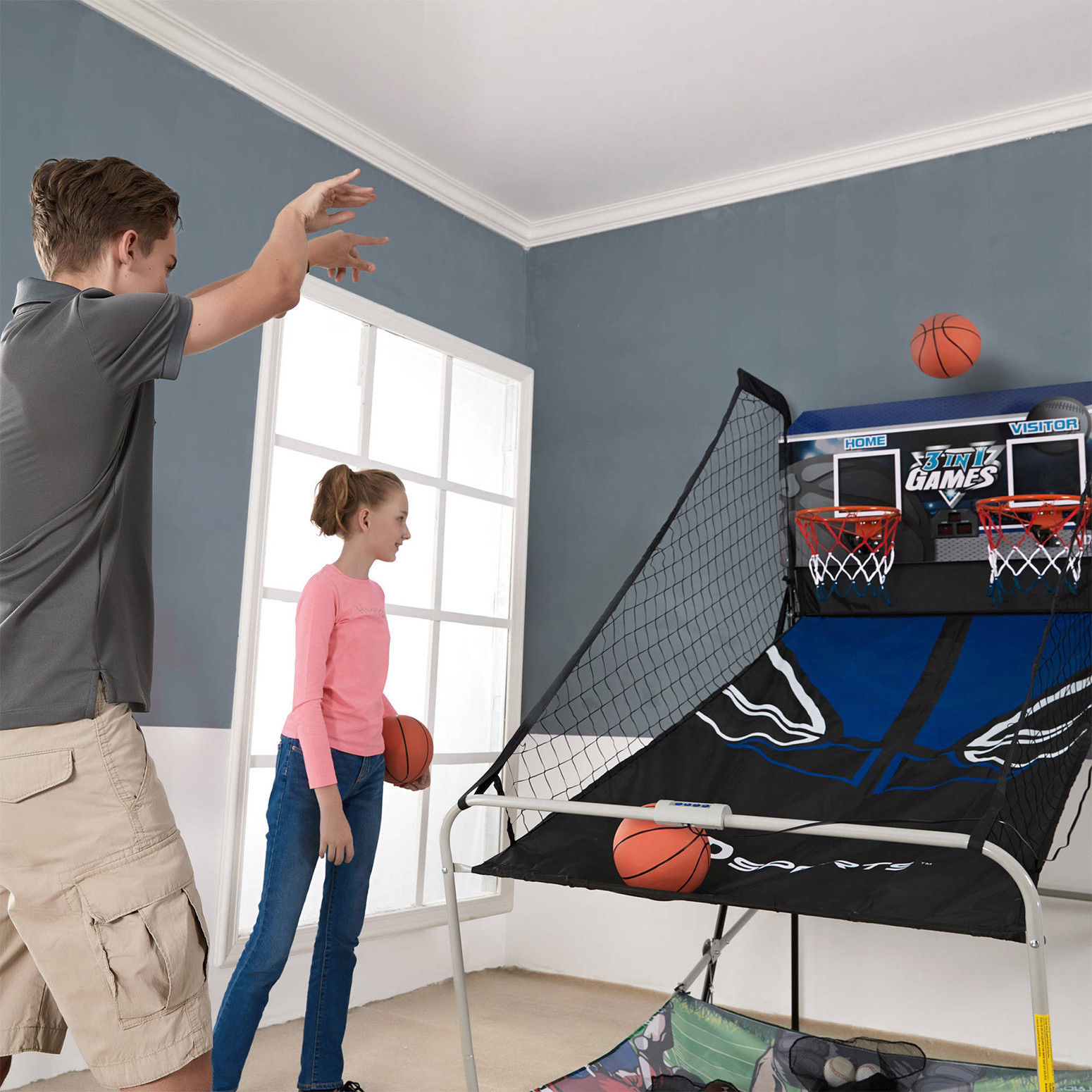 Basketball Arcade Game 2 Player Shot Maker Indoor Electronic Sports Double Hoop