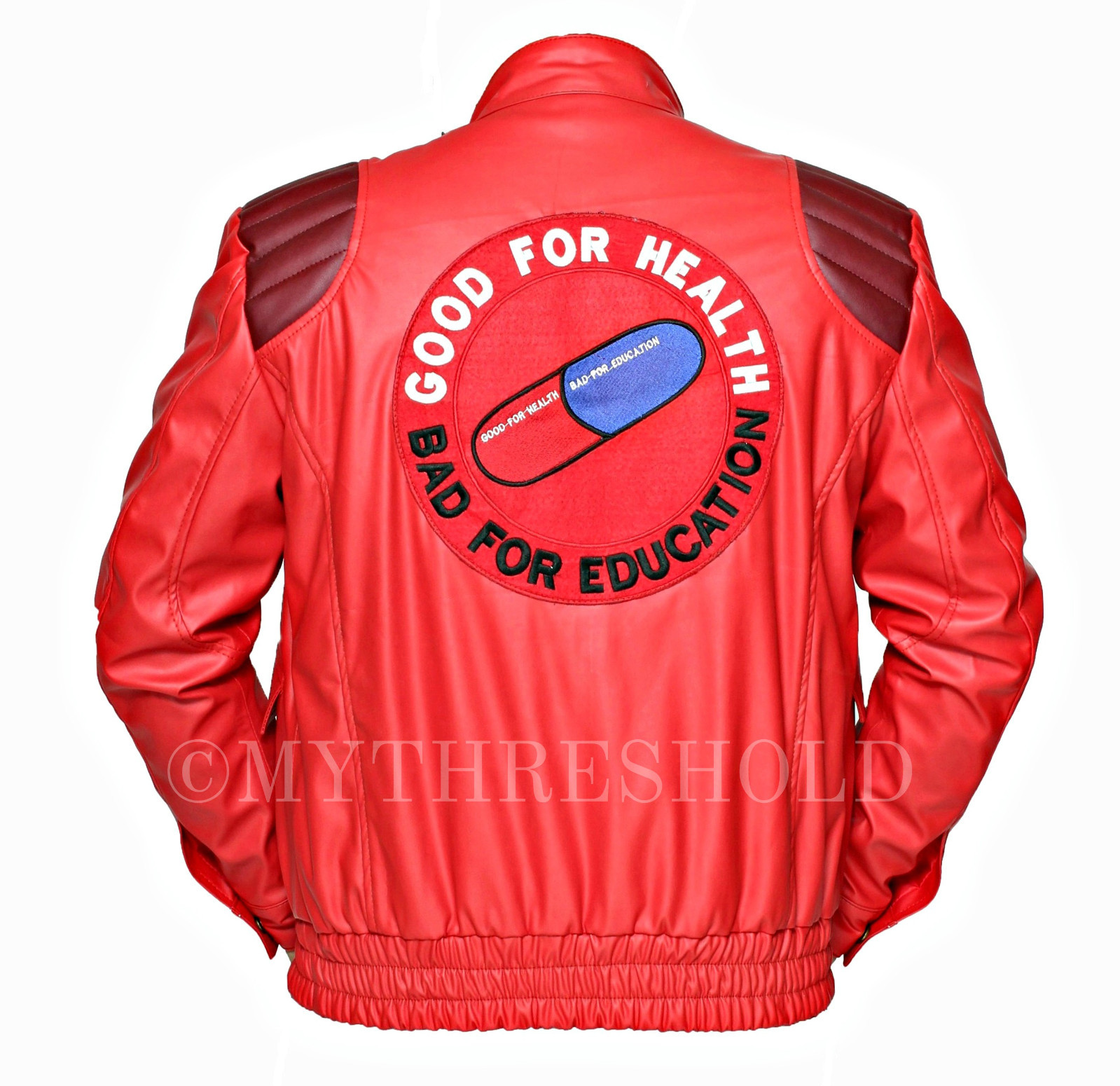 AKIRA KANEDA Leather Jacket with Capsule & text, Manga by AKIRA KANEDA Leather Jacket with Capsule & text, Manga by