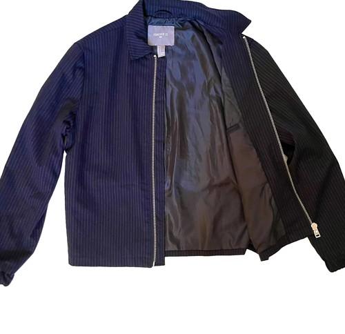 Forever 21 Mens Zip Up Striped Smart Casual Suit Navy Jacket Sz: S