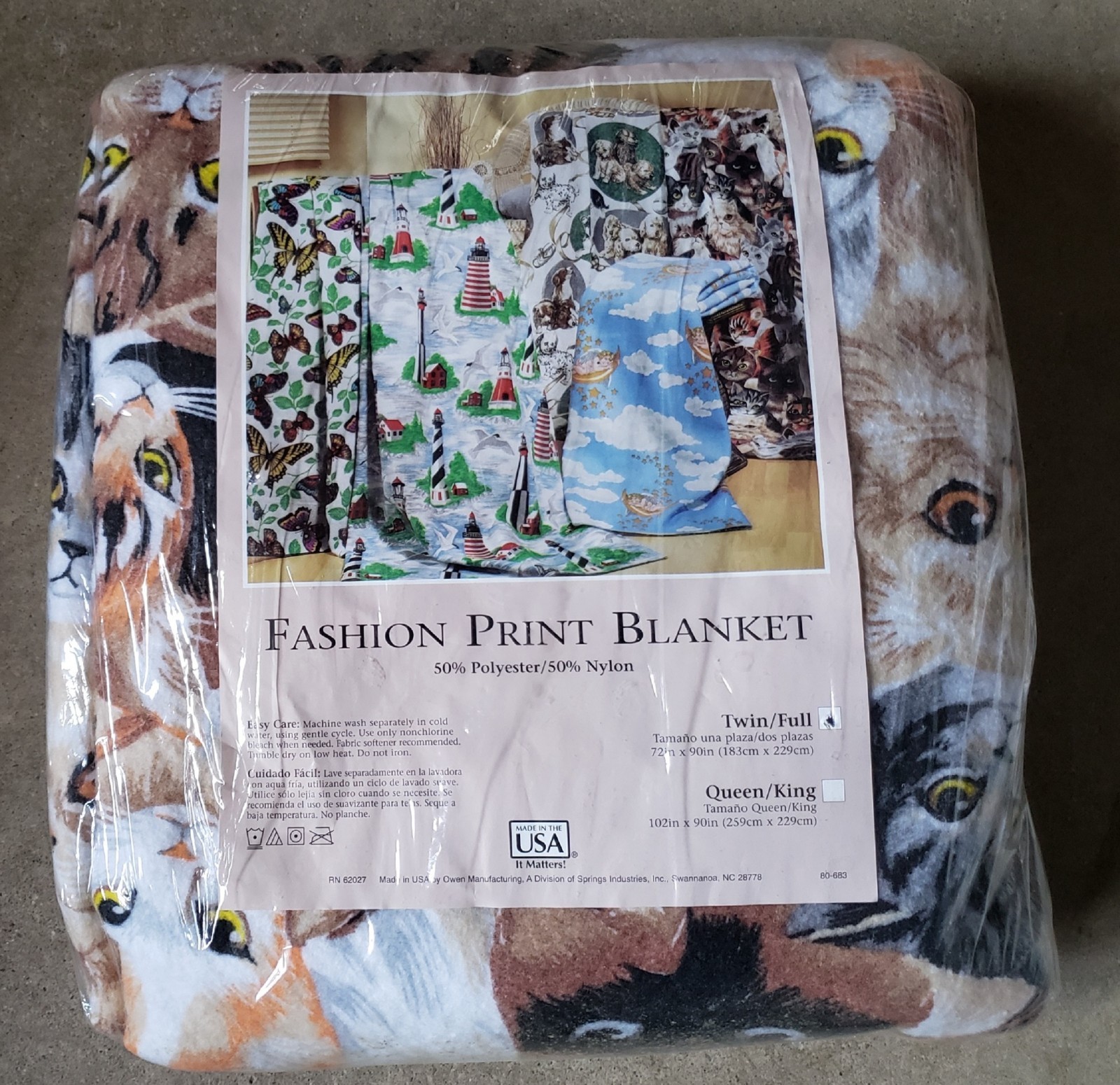 Vintage Cat Portrait Owen Fashion Print Blanket Full Twin Size 72