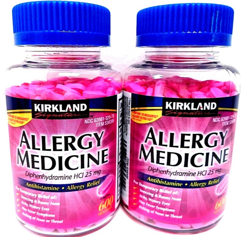 Kirkland Signature Allergy Medicine Diphenhydramine Hci 25 Mg 600 Ct Each (2pk)