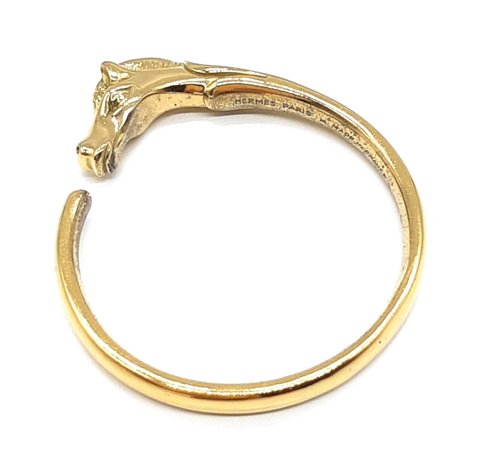 Hermes bangle Cheval Bracelet Vintage Gold color horse head Hermes bangle Cheval Bracelet Vintage Gold color horse head