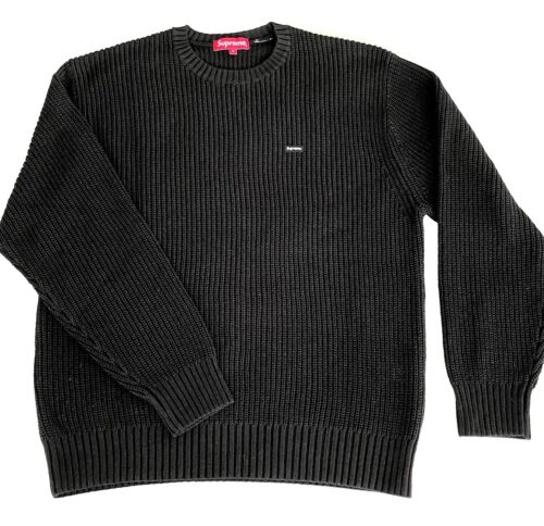 BRAND NEW SUPREME Small Box Logo Black Textured Knit Sweater BRAND NEW SUPREME Small Box Logo Black Textured Knit Sweater