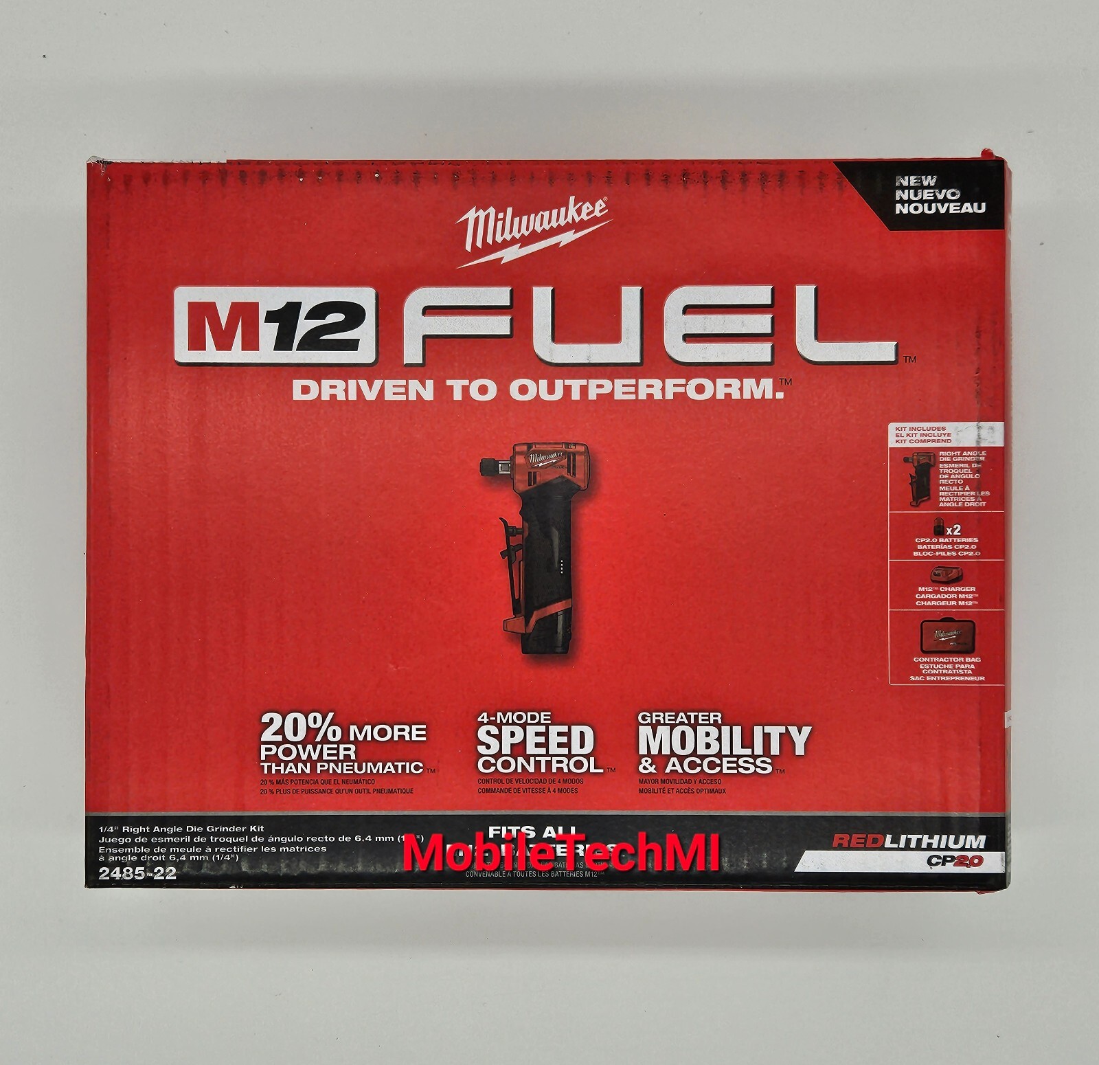 39×50. Milwaukee M12 FUEL M12 REDLITHIUM Battery Right Angle Die