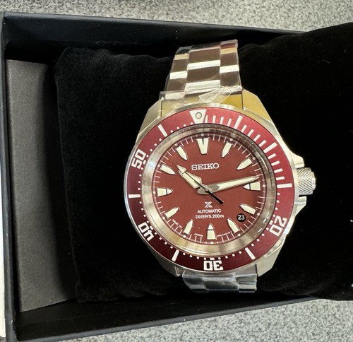 Pre-owned Seiko Prospex Sea Samurai Diver Red Dial Stainless Steel Watch Srpl11 Japan