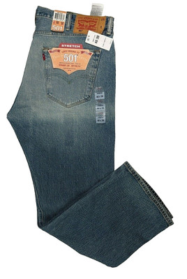 Levi's 501 Jeans Men's 40W 30L Stretch Blue Button-Fly Medium Wash Straight Leg