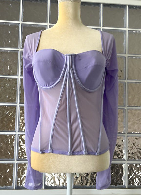 SHADES OF BLONDE NWT Women's Lavender Bustier Corset Top Zip Back Stretch  2XL
