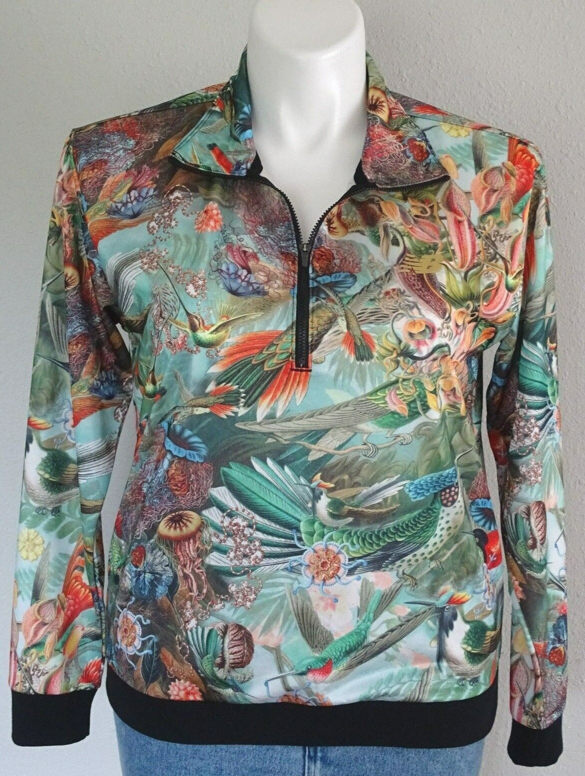 New Balance 1/4 Zip L/S Lg. Jacket w/Colorful Tropical Birds