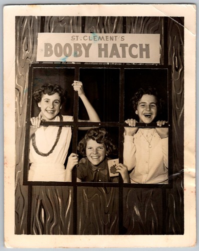 Vtg B&W Snapshot Girls Behind Bars St Clements Booby Hatch Novelty Photo 1950s