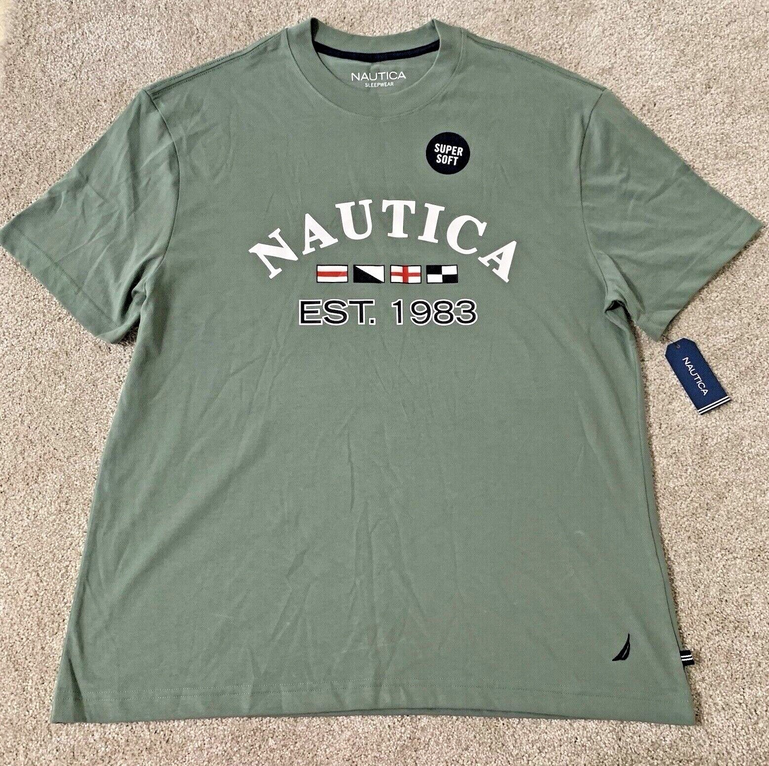 Nautica Men's Relaxed-Fit Logo Graphic Sleep T-Shirt Green S