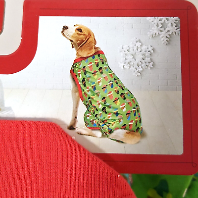 XL Dog Pajamas African American Santa Festive Green Holiday PJs by