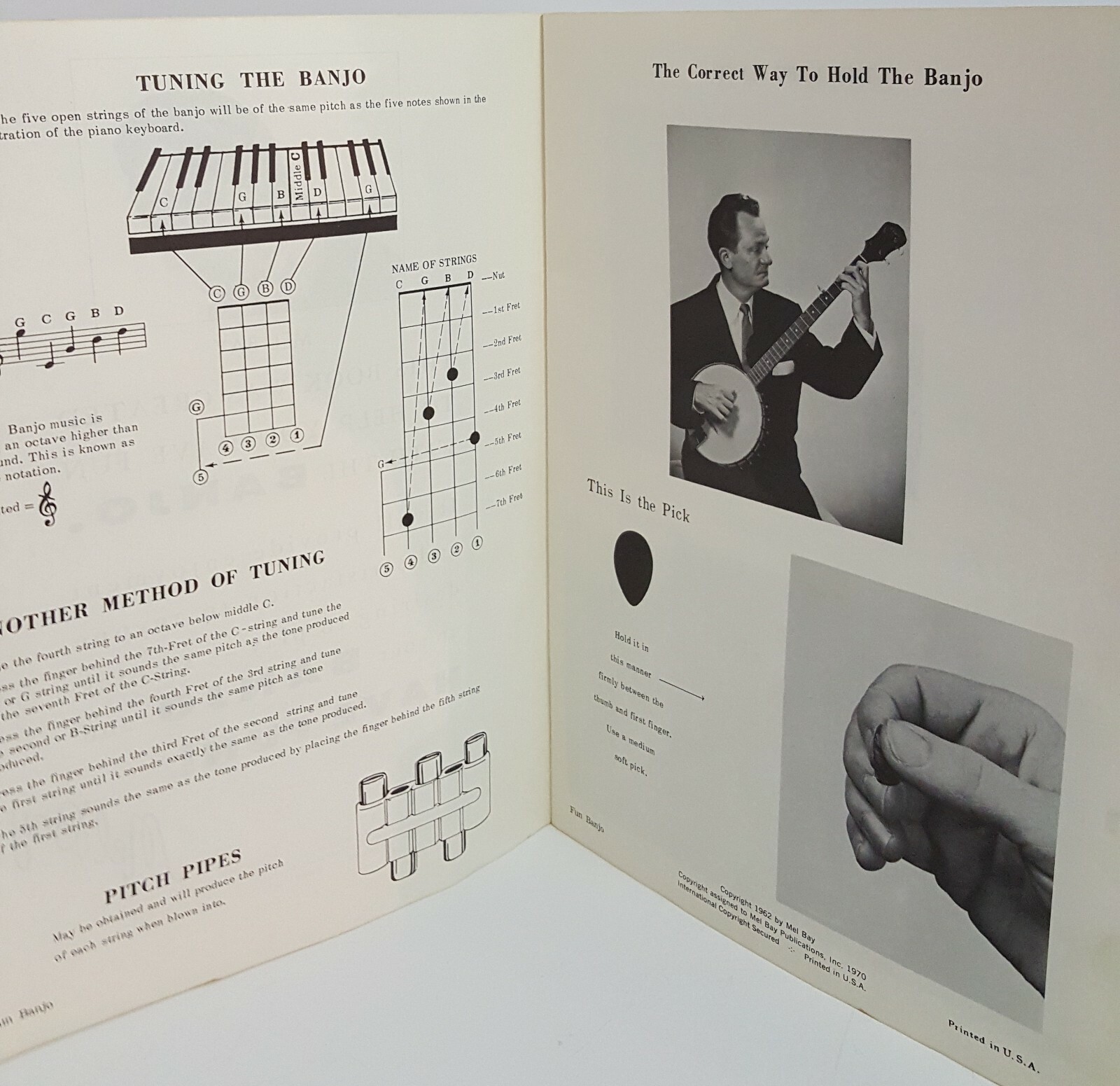Mel Bay's FUN WITH THE BANJO 5 String or Plectrum VINTAGE Instructions Songbook