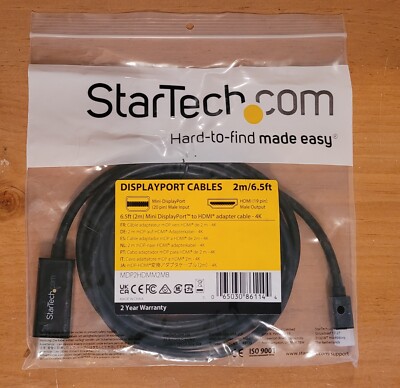 StarTech.com MDP2HDMM2MB Mini DisplayPort to HDMI Converter Cable - 6 ft (2m) -