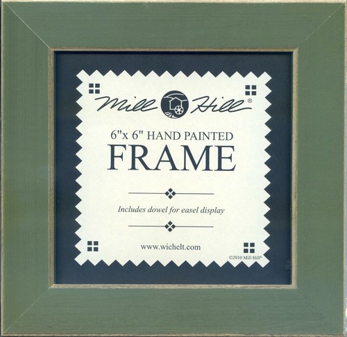 Olive Solid Color Gold Trim Mill Hill 6 x 6 Wooden Frame GBF