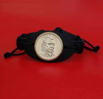 2009 Presidential Coin Genuine Leather Wristband Bracelet - James K. Polk