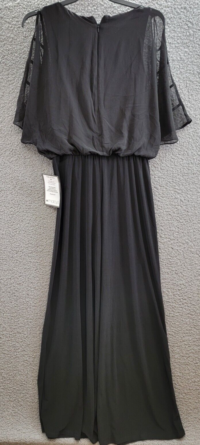 MSK Embellished Ladder-Sleeve Wide-Leg Jumpsuit Women's M Black Round Neck Zip~ - Picture 13 of 18