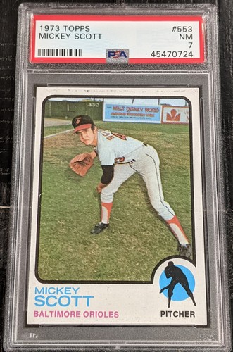 1973 Topps Mickey Scott PSA 7 NM #553 Orioles Clean Original
