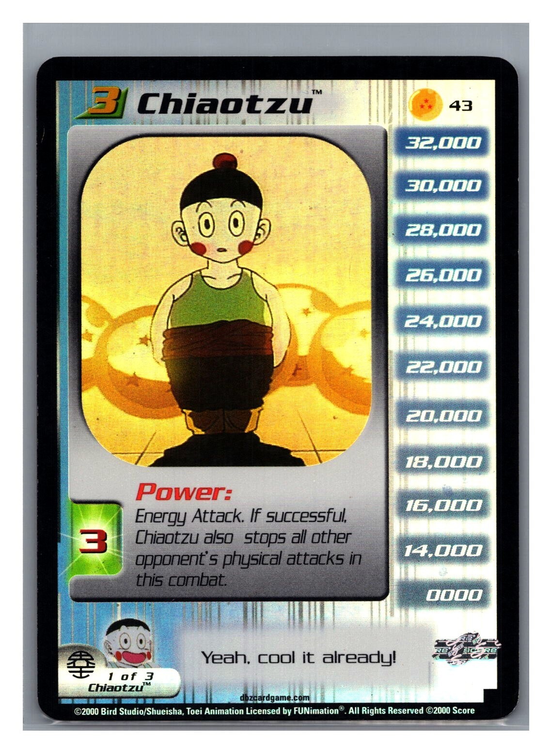 1x DBZ CCG CHIAOTZU LV3 HOLO FOIL 43 FRIEZA SAGA DRAGON BALL