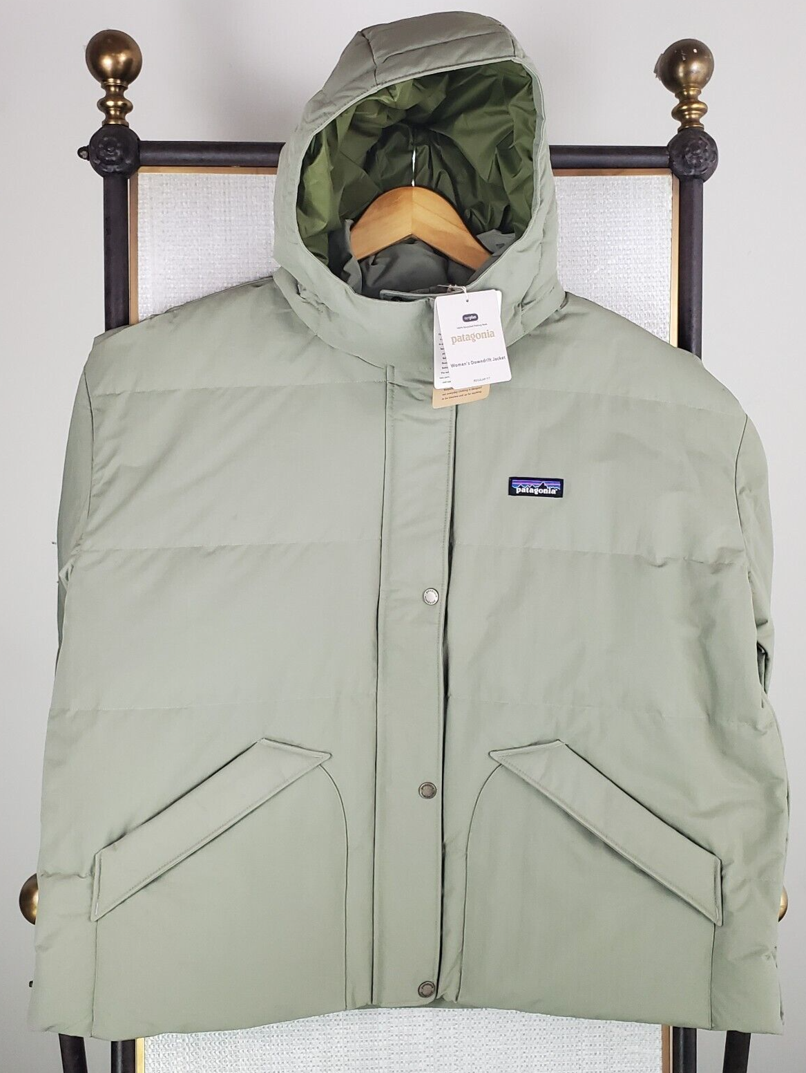 Pre-owned Patagonia $329 Womens Size 2xl 600 Down Full Zip Jacket Hooded Green Hooded