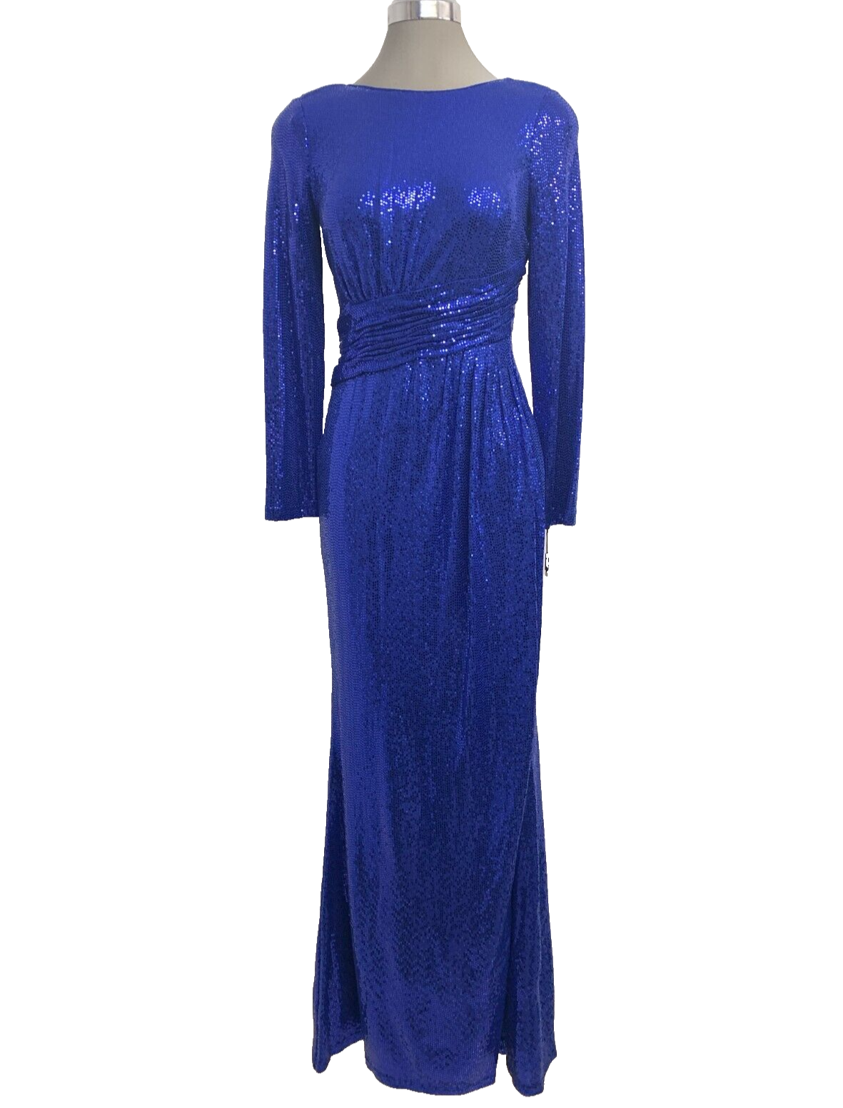 Женское синее платье CALVIN KLEIN с капюшоном на подкладке сзади и длинным рукавом в полный рост 2