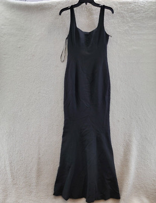 Laundry by Shelli Segal Square Neck Mermaid Gown Women's 2 Black Solid Back Zip
