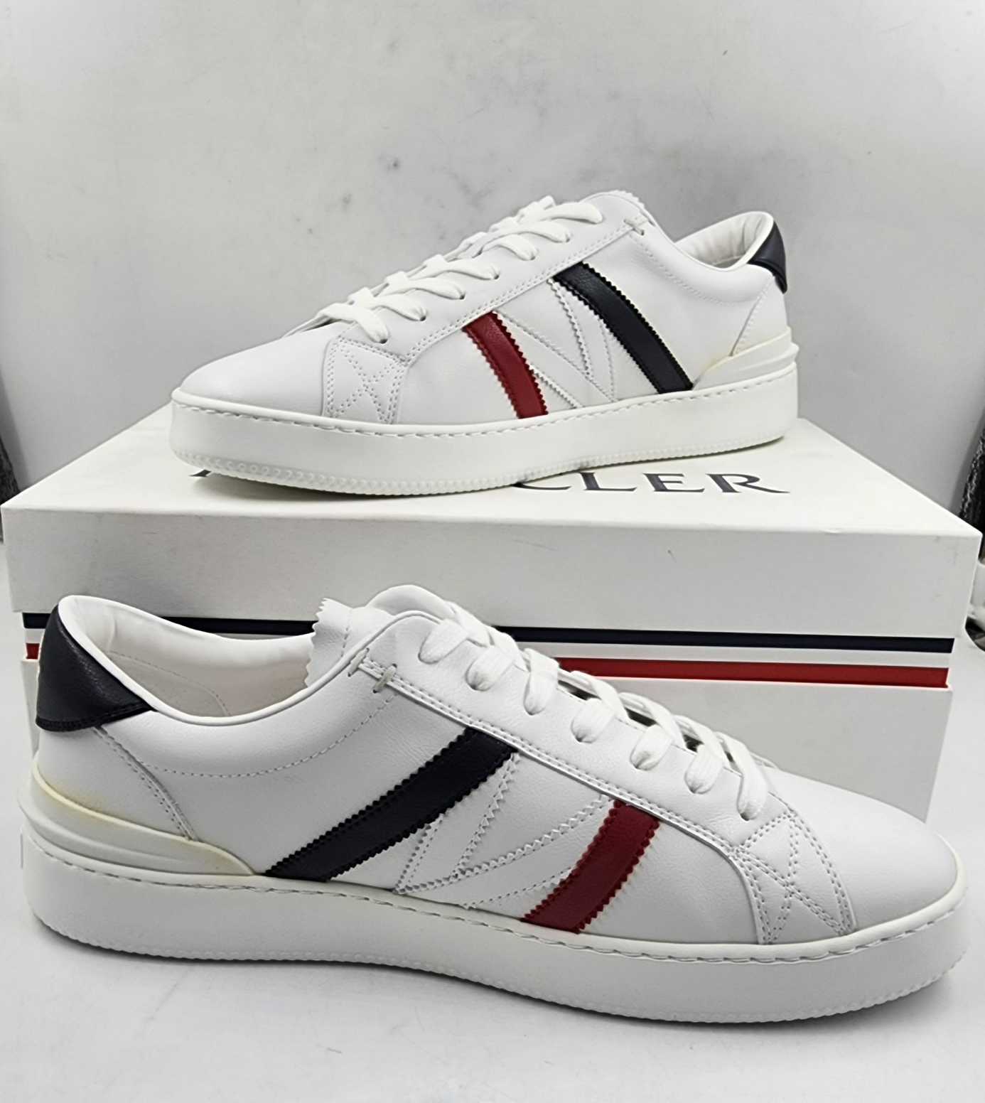 Moncler Monaco Low Top Sneakers Men's 45/12 US White Multi Round Toe Lace Up - Picture 3 of 22