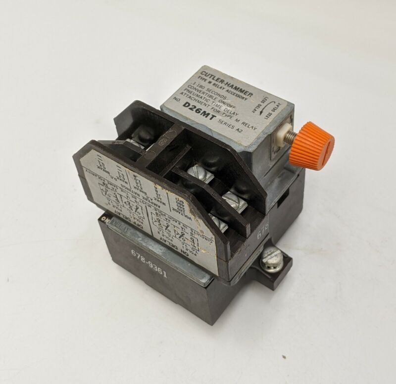 Cutler Hammer D26MT Type M Relay Time Delay Attachment 1-180 Sec 600V 30A 2 Pole