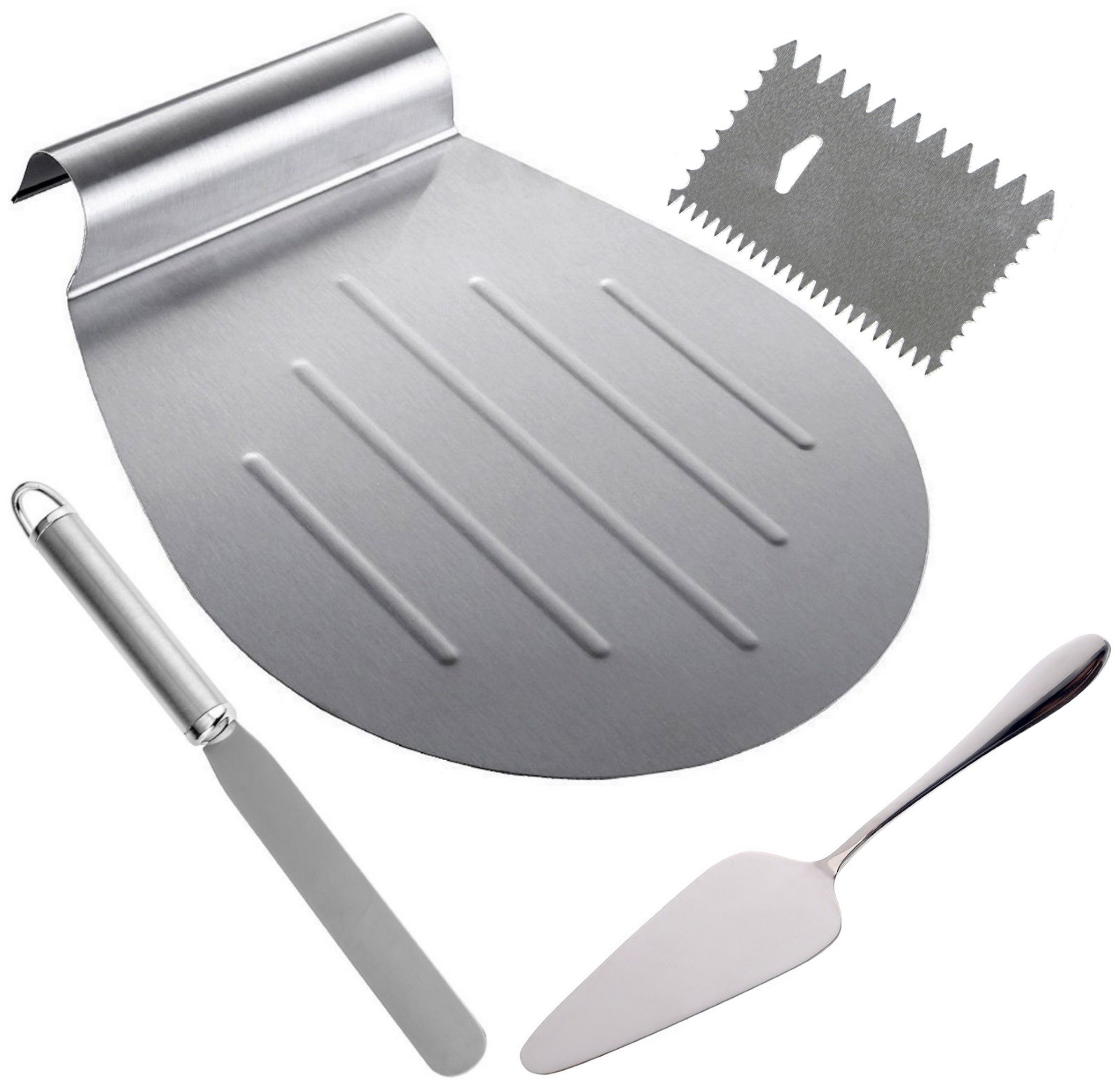 4Tlg Kuchenretter Streichpalette Kammschaber Torten Kuchen Heber SET Dekoration