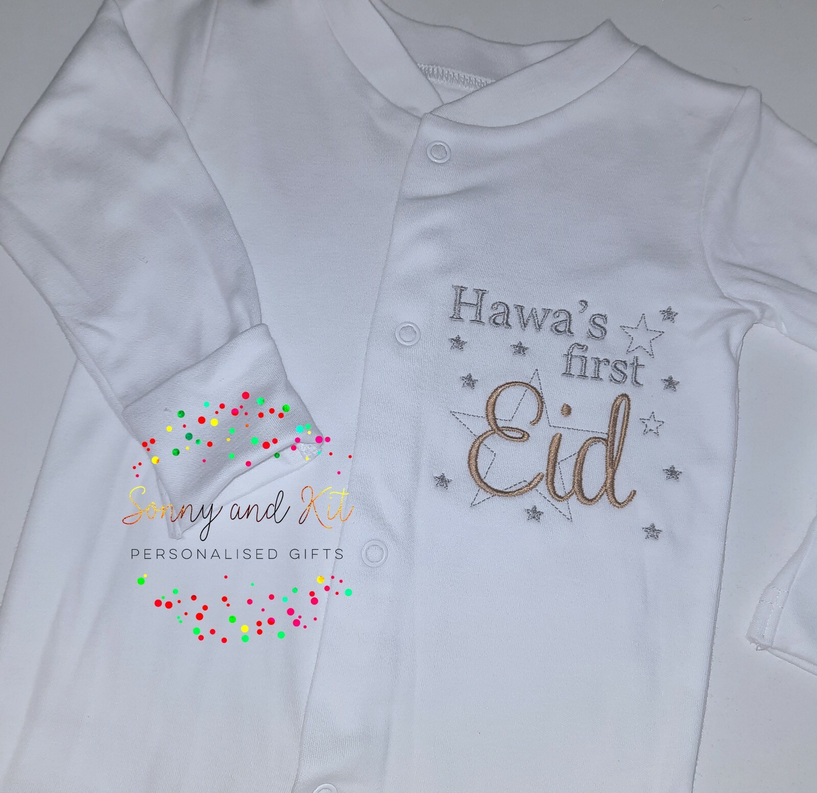 personalised eid baby grow