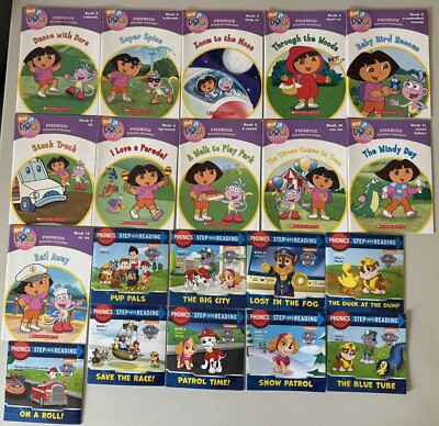 Scholastic Dora Explorer And Paw Patrol Phonics Reading Books - 20 Book Lot
