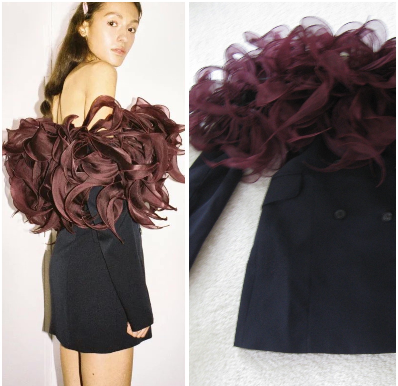 $2805 Y / Project 3D Tulle Frill Fall Off Shoulder Look Slim