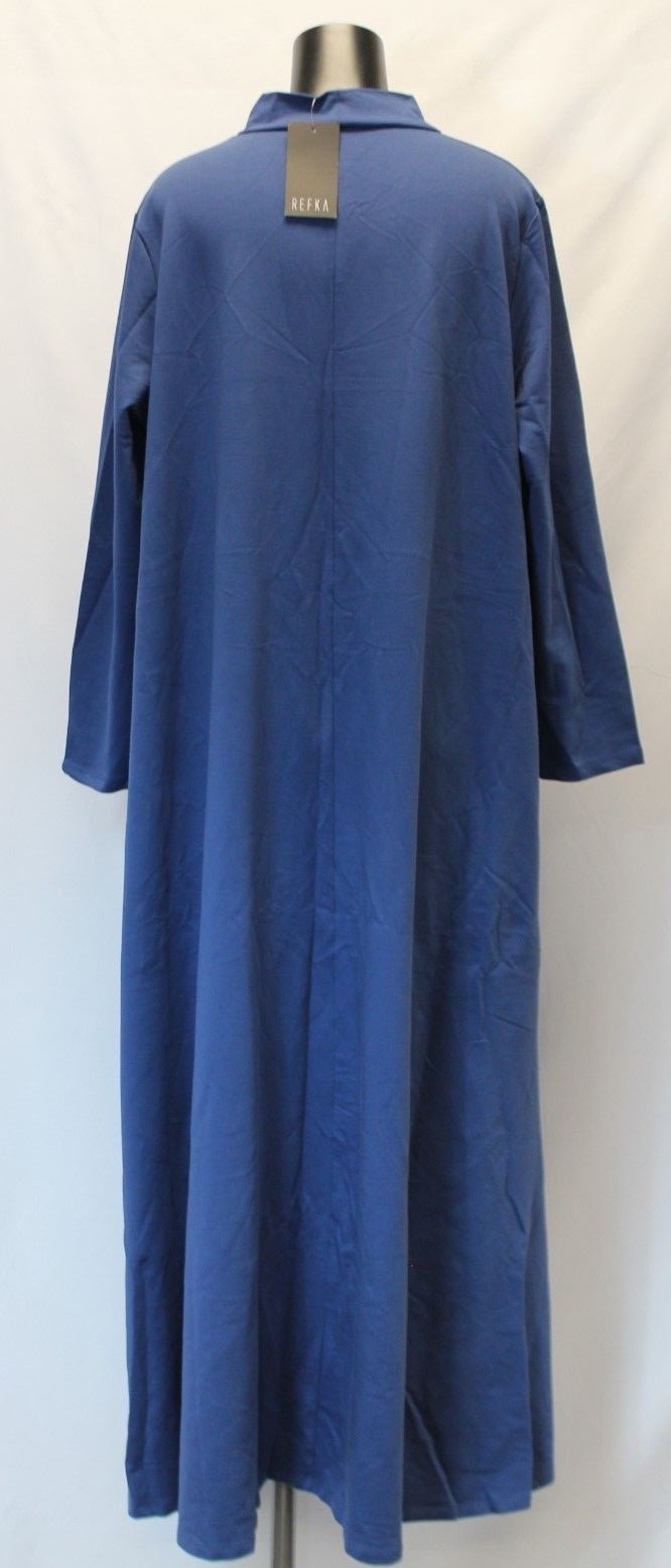 Refka Womens Polo Neck Unlined Tesettur Elbise Dress SI4 Indigo Blue Size 14 NWT