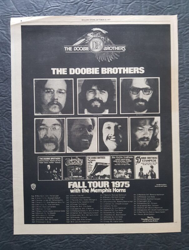 The Doobie Brothers Fall Tour with the Memphis Horns Promo Ad Vintage 1975